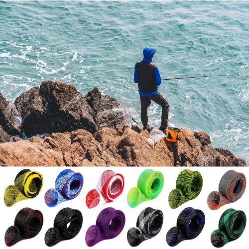  Kiikooll 12Pcs Rod Sock Fishing Rod Sleeve Rod Cover Braided Mesh Rod Protector Pole Gloves Fishing Tools. Flat or Pointed End/Spinning or Casting Rods. for Casting Sea Fishing Rod/Spinning