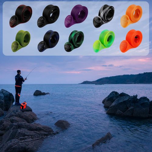  Kiikooll 10Pcs Rod Sock Fishing Rod Sleeve Rod Cover Braided Mesh Rod Protector Pole Gloves Fishing Tools. Flat or Pointed End/Spinning or Casting Rods. for Casting Sea Fishing Rod/Spinning