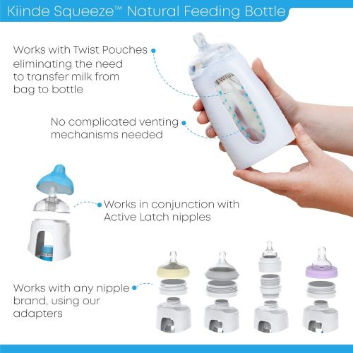  [아마존베스트]Kiinde Twist - Squeeze Natural Feeding Bottle with Nipples, 2 Piece