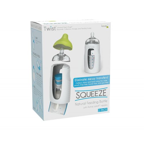  [아마존베스트]Kiinde Twist - Squeeze Natural Feeding Bottle with Nipples, 2 Piece