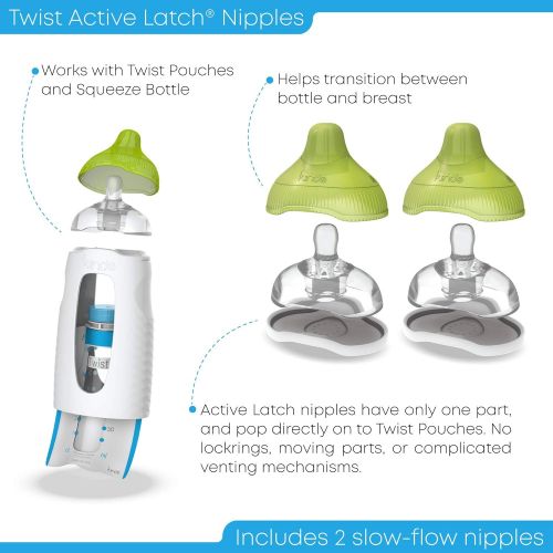  [아마존베스트]Kiinde Twist Active Latch Nipples for Breast Milk or Formula Feeding - Slow Flow (2 Pack)