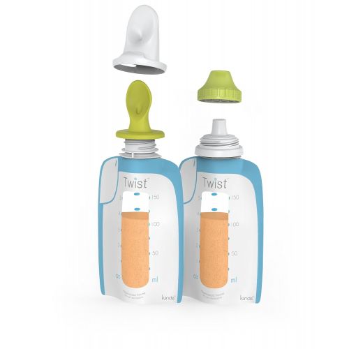  [아마존베스트]Kiinde Foodii Baby Food Storage Starter Kit, Squeeze Pouch and Reusable Spouts Set