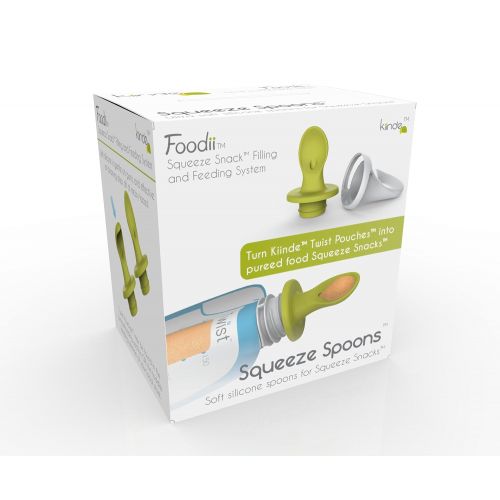  [아마존베스트]Kiinde Foodii Baby Food Storage, Reusable Squeeze Spoons, 2 Attachments per Pack