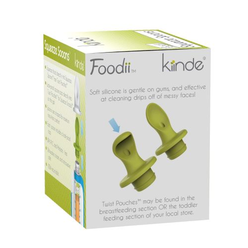  Kiinde Foodii Baby Food Storage, Reusable Squeeze Spoons, 2 Attachments per Pack