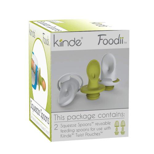  Kiinde Foodii Baby Food Storage, Reusable Squeeze Spoons, 2 Attachments per Pack