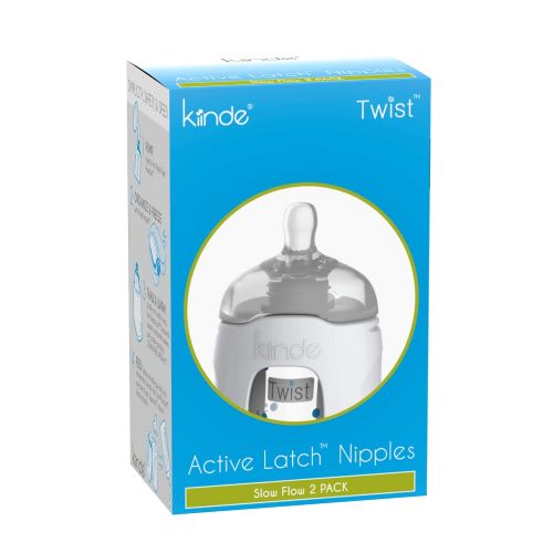  Kiinde Twist Active Latch Nipples for Breast Milk - Slow Flow (2 Pack)