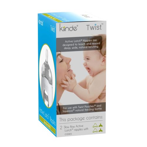  Kiinde Twist Active Latch Nipples for Breast Milk - Slow Flow (2 Pack)