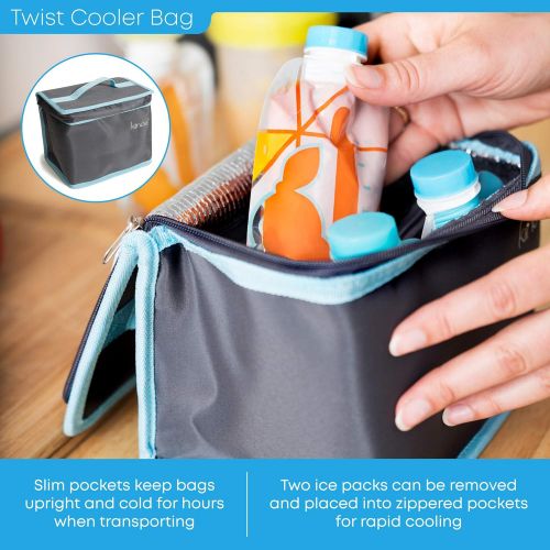  Kiinde Twist Breast Milk Storage Bag and Ice Pack Kit for Breastfeeding Moms - Gray
