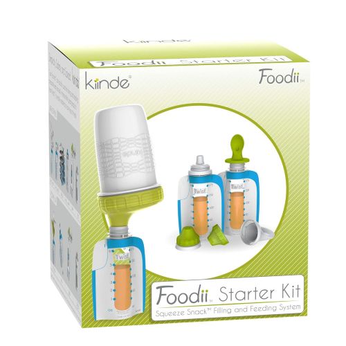  Kiinde Foodii Baby Food Storage Starter Kit, Squeeze Pouch & Reusable Spouts Set