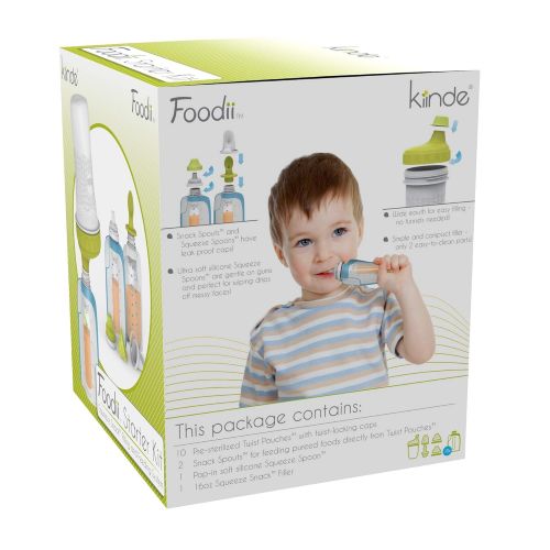  Kiinde Foodii Baby Food Storage Starter Kit, Squeeze Pouch & Reusable Spouts Set