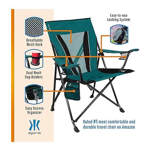  Kijaro XXL Dual Lock Portable Camping Chair - Supports Up to 400lbs - Enjoy The Outdoors in a Versatile Folding Chair, Sports Chair, Outdoor Chair & Lawn Chair