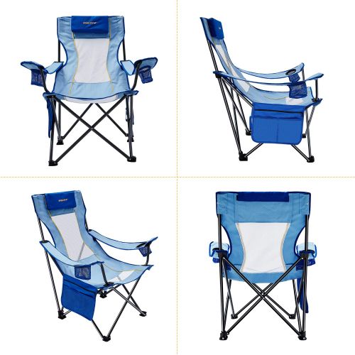  Kijaro #WEJOY Portable Comfortable High Back Folding Beach Chair with Pillow Cup Holder Pocket Mesh Back for Outdoor Camping Lawn Concert Travel, Carry Bag Included