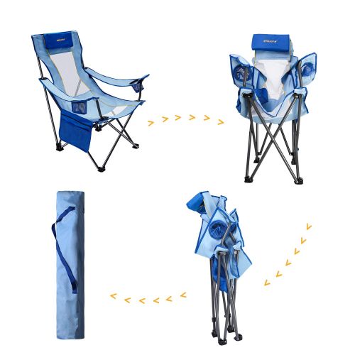  Kijaro #WEJOY Portable Comfortable High Back Folding Beach Chair with Pillow Cup Holder Pocket Mesh Back for Outdoor Camping Lawn Concert Travel, Carry Bag Included