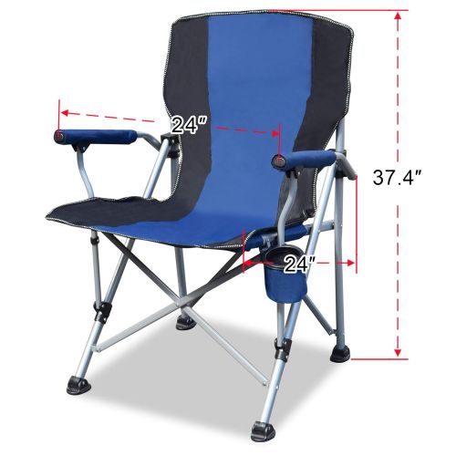  Kijaro Strong Camel Camping Directors Folding Chair,Lightweight Portable Chair for Hiking Camping Fishing Beach Picnic Party Gardening with a Cup Holder and 420D Outer Bag,Blue with Black