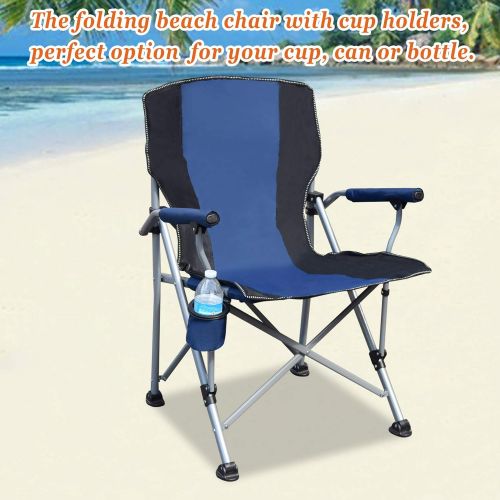  Kijaro Strong Camel Camping Directors Folding Chair,Lightweight Portable Chair for Hiking Camping Fishing Beach Picnic Party Gardening with a Cup Holder and 420D Outer Bag,Blue with Black