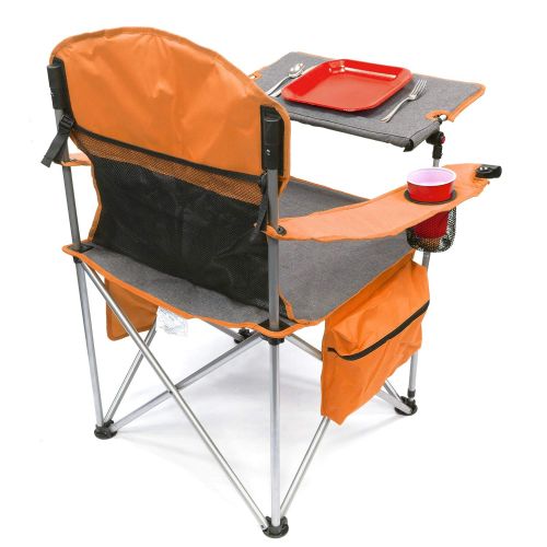  Kijaro Creative Outdoor iChair Folding Wine Chair with Adjustable Table, Orange/Gray