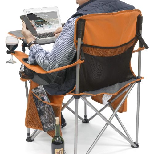 Kijaro Creative Outdoor iChair Folding Wine Chair with Adjustable Table, Orange/Gray