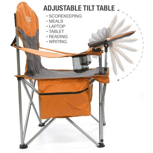  Kijaro Creative Outdoor iChair Folding Wine Chair with Adjustable Table, Orange/Gray