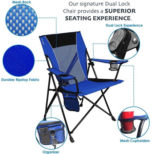  Kijaro Dual Lock Portable Camping and Sports Chair (Maldives Blue/ 2 Sets)