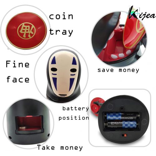  [아마존베스트]Kijea Spirited Away No Face Man Coin Bank Auto Eat Coin Piggy Bank, Kawaii Piggy Kids/Girls/Boys, Birthday Gifts