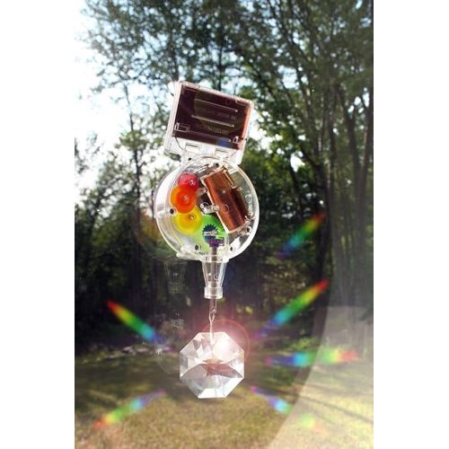  Kikkerland Solar Powered Rainbow Maker with Single Crystal, Solar-Powered Toy, Rainbow Prisms, Fun Educational Science, Window Home Decor Decoration