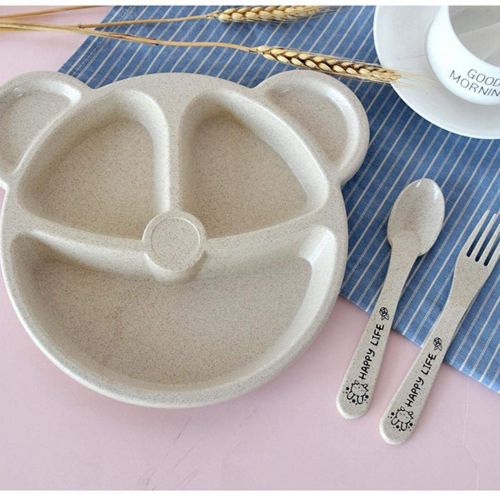  Kikole Cartoon Cute Wheat Straw Children Divided Toddler Plates Kids Tableware Set Skirts