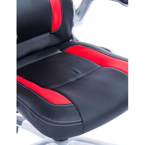  Killbee Large Ergonomic Gaming Chair High Back Swivel Executive Office Chair Adjustable Flip-Up Armrest Leather Bucket Seat (Red)