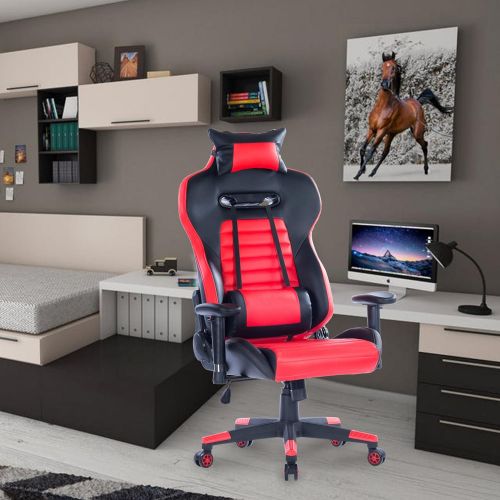  Killbee Large Gaming Chair Ergonomic Reclining Computer Chair High Back Swivel Executive Office Chair, with Headrest and Lumbar Support Desk Chair (Red)