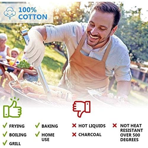  [아마존베스트]Killers Instinct Outdoors 1pair Heat Resistant Gloves Oven Gloves Heat Resistant With Fingers Oven Mitts Kitchen Pot Holders Cotton Gloves Kitchen Gloves Double Oven Mitt Set Oven