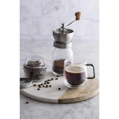  Kilner Kaffeemuehlen Set mit Drehkurbelmahlwerk, Glas/Metall, Masse: 14,5 x 9 x 21,5 cm