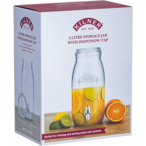  Kilner 0025.008 3 Litre Drinks Dispenser with Gift Box, Glass