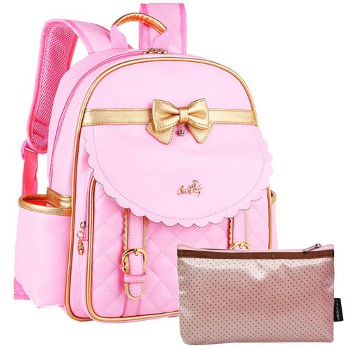  Kilofly kilofly Girls PU Leather Padded School Bag Travel Backpack + Zippered Pouch Set