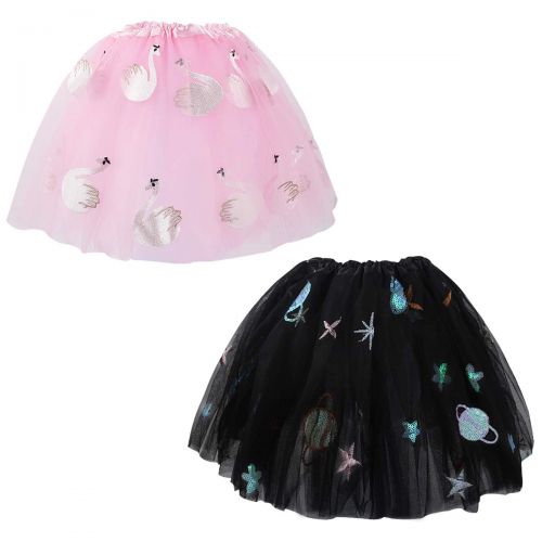  Kilofly kilofly 2 pcs Girls Space Swan Ballet Tutu Princess Party Dance Tulle Skirts