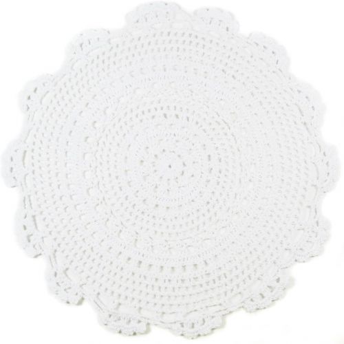  kilofly Handmade Crochet Round Cotton Lace Table Placemats Doilies Value Pack [Set of 4], Medallion, 13.3 x 13.0 inch, White
