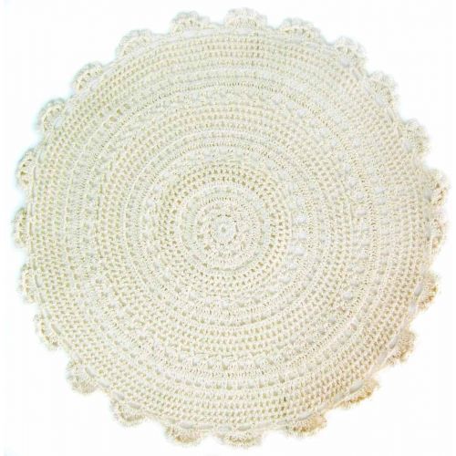  kilofly Handmade Crochet Round Cotton Lace Table Placemats Doilies Value Pack [Set of 4], Medallion,17 inch, Beige