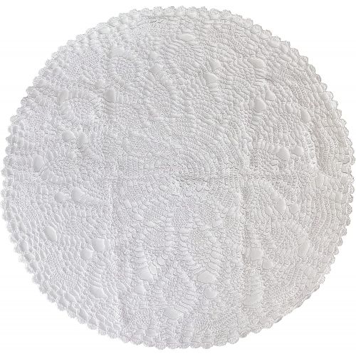  kilofly Handmade Crochet Cotton Lace Table Sofa Doily, Waterlily, White, 20 inch