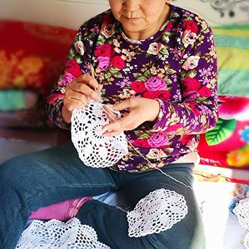  kilofly Crochet Cotton Lace Placemats Doilies 4pc, Oval, Beige, 12 x 17 inch