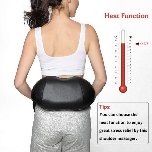  Kim Carrey Shiatsu Neck & Shoulder Massager Foot Massager with Heat Deep Kneading Massage for Neck, Back, Shoulder 5 Modes Pressure Point 16 Nodes,Use at Office Home or Car (Black)