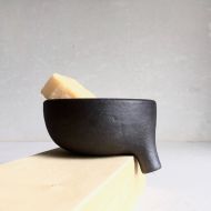 /KimHauCeramics Made to Order Long-Spout Rustic MATTE BLACK SOAPDISH with strainer for bathroom sink, ceramic, pottery, handmade, soap dish, soap tray, soap