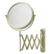 Kimball & Young Mirror Image 233135 Extension Arm Wall Mirror, 7.75-Inch Diameter, 1X and 5X Magnification, Brushed Brass