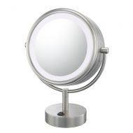 Kimball & Young 72575 Double-Sided Neo Modern LED Vanity Lighted Mirror, 1X and 5X Magnification, Brushed Nickel