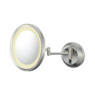 Kimball & Young 92485HW Single-Sided LED Wall-Mounted Hardwire Round Mirror, 5X Magnification, Polished Nickel