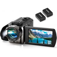 [아마존베스트]Video Camera Camcorder kimire Digital Camera Recorder Full HD 1080P 15FPS 24MP 3.0 Inch 270 Degree Rotation LCD 16X Digital Zoom Camcorder Camera with 2 Batteries(Black)