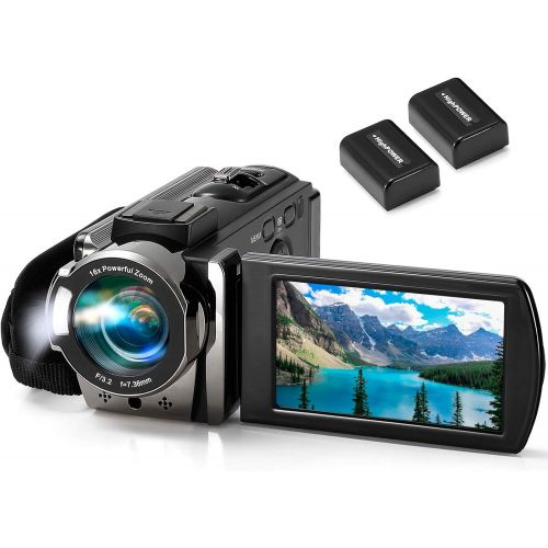  [아마존베스트]Video Camera Camcorder kimire Digital Camera Recorder Full HD 1080P 15FPS 24MP 3.0 Inch 270 Degree Rotation LCD 16X Digital Zoom Camcorder Camera with 2 Batteries(Black)