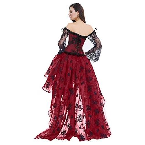  할로윈 용품Kimring Womens Steampunk Victorian Off Shoulder Corset Top With High Low Skirt