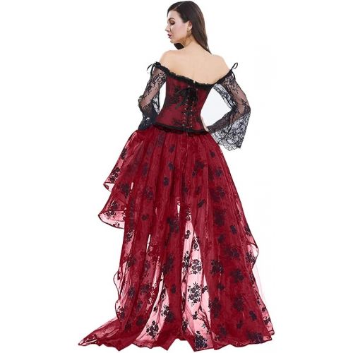  할로윈 용품Kimring Womens Steampunk Victorian Off Shoulder Corset Top With High Low Skirt