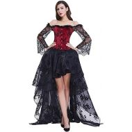 할로윈 용품Kimring Womens Steampunk Victorian Off Shoulder Corset Top With High Low Skirt