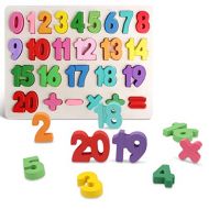 Kimuvin Wooden Number Puzzles, Preschool Educational Learning Board Toys for 3 4 5 Years Old Kids Toddlers
