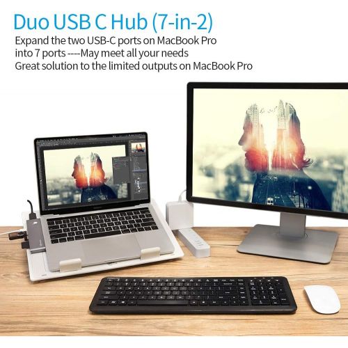  USB C Hub, Kimwood Thunderbolt 3 for MacBook Pro 20172016 13 15, 7in2: USB-C 100W Power Delivery, USBC 5Gbps Data, 4K HDMI, microSDSD Card Reader, 2xUSB 3.1 Ports