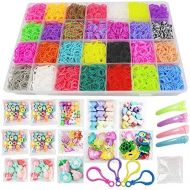 [아마존베스트]Loom Kit, Rubber Bands Refills Set for Kids Bracelet Loom Craft, 10000pcs in 28 Different Colors, 10 Packs S clips, 4 Packs Colorful Beads, 1 Pack Alphabet Beads, 4 Packs Loom Char